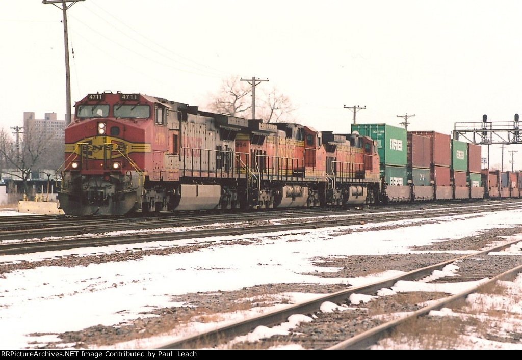 Westbound stack train rolls through University